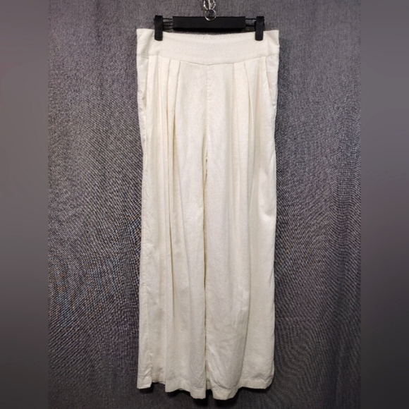 Abercrombie & Fitch Linen Blend Wide Leg Pants Women's S White Retro Minimalist - Picture 2 of 11